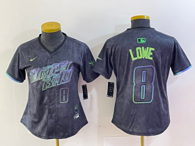 Wholesale Cheap Women\'s Tampa Bay Rays #8 Brandon Lowe Charcoal 2024 City Connect Player Number Limited Cool Base Jersey