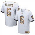 Wholesale Cheap Nike Ravens #5 Joe Flacco White Men's Stitched NFL New Elite Gold Jersey