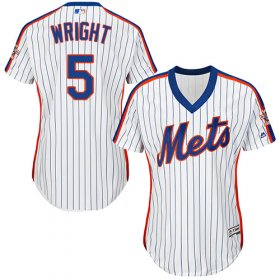 Wholesale Cheap Mets #5 David Wright White(Blue Strip) Alternate Women\'s Stitched MLB Jersey