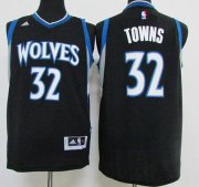 Wholesale Cheap Men's Minnesota Timberwolves #32 Karl-Anthony Towns Revolution 30 Swingman 2015 Draft New Black Jersey