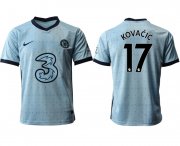 Wholesale Cheap Men 2020-2021 club Chelsea away aaa version 17 Light blue Soccer Jerseys