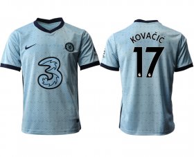 Wholesale Cheap Men 2020-2021 club Chelsea away aaa version 17 Light blue Soccer Jerseys