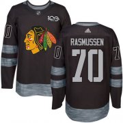 Wholesale Cheap Adidas Blackhawks #70 Dennis Rasmussen Black 1917-2017 100th Anniversary Stitched NHL Jersey