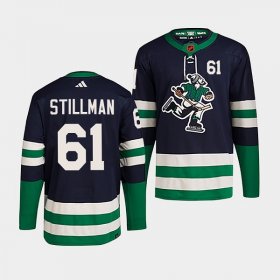 Wholesale Cheap Men\'s Vancouver Canucks #61 Riley Stillman Navy 2022 Reverse Retro Stitched Jersey