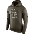 Wholesale Cheap Men's Colorado Rockies Nike Olive Salute To Service KO Performance Hoodie