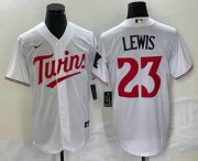 Wholesale Cheap Men's Minnesota Twins #23 Royce Lewis White Red Stitched MLB Cool Base Nike Jersey