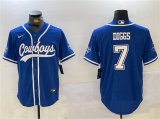 Cheap Men's Dallas Cowboys #7 Trevon Diggs Royal With Patch Cool Base Stitched Baseball Jersey