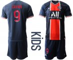 Wholesale Cheap Youth 2020-2021 club Paris St German home 9 blue Soccer Jerseys