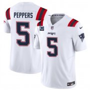 Cheap Men's New England Patriots #5 Jabrill Peppers White F.U.S.E. With 3-Star C Patch Vapor Limited Stitched Football Jersey