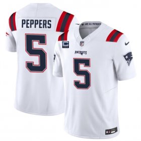 Cheap Men\'s New England Patriots #5 Jabrill Peppers White F.U.S.E. With 3-Star C Patch Vapor Limited Stitched Football Jersey