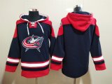 Wholesale Cheap Men's Columbus Blue Jackets Blank Navy Blue Team Color 2014 Hoodie