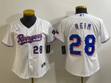 Cheap Youth Texas Rangers #28 Jonah Heim Number White 2023 World Series Champions Cool Base Jersey