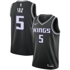 Wholesale Cheap Men\'s Sacramento Kings 5 De\'Aaron Fox Nike Black Replica Swingman Statement Edition Jersey