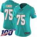 Wholesale Cheap Nike Dolphins #75 Ereck Flowers Aqua Green Team Color Women's Stitched NFL 100th Season Vapor Untouchable Limited Jersey