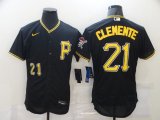 Wholesale Cheap Men's Pittsburgh Pirates #21 Roberto Clemente Black Stitched MLB Flex Base Nike Jersey