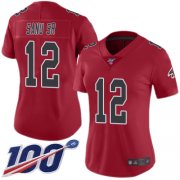 Wholesale Cheap Nike Falcons #12 Mohamed Sanu Sr Red Women's Stitched NFL Limited Rush 100th Season Jersey