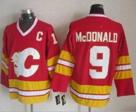 Wholesale Cheap Flames #9 Lanny McDonald Red CCM Throwback Stitched NHL Jersey