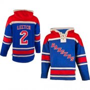 Wholesale Cheap Rangers #2 Brian Leetch Blue Sawyer Hooded Sweatshirt Stitched NHL Jersey