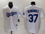 Men's Los Angeles Dodgers #37 Teoscar Hernandez White Cool Base Stitched Jersey