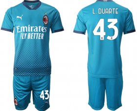 Wholesale Cheap Men 2020-2021 club AC milan away 43 blue Soccer Jerseys