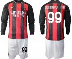 Wholesale Cheap Men 2020-2021 club AC milan home long sleeve 99 red Soccer Jerseys