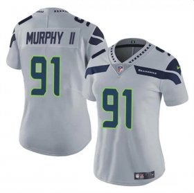 Cheap Women\'s Seattle Seahawks #91 Byron Murphy II 2024 Draft Gray Vapor Limited Football Stitched Jersey(Run Small)