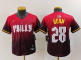 Youth Philadelphia Phillies #28 Alec Bohm Red 2024 City Connect Limited Jersey