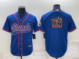 Wholesale Cheap Men's New York Giants Blue Team Big Logo With Patch Cool Base Stitched Baseball Jersey