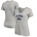 Wholesale Cheap Los Angeles Dodgers Majestic Women's 2019 Postseason ACE V-Neck T-Shirt Heather Gray