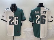 Cheap Men's Philadelphia Eagles #26 Saquon Barkley White & Green Split Vapor Untouchable Limited Football Stitched Jersey