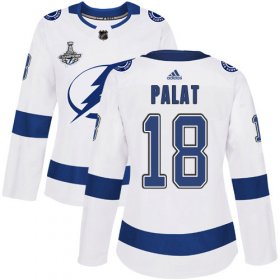 Cheap Adidas Lightning #18 Ondrej Palat White Road Authentic Women\'s 2020 Stanley Cup Champions Stitched NHL Jersey