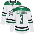 Cheap Adidas Stars #3 John Klingberg White Road Authentic Women's Stitched NHL Jersey