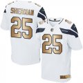 Wholesale Cheap Nike Seahawks #25 Richard Sherman White Men's Stitched NFL Elite Gold Jersey