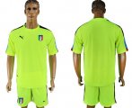 Wholesale Cheap Italy Blank Shiny Green Goalkeeper Soccer Country Jersey