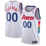 Cheap Men's Philadelphia 76ers Active Player Custom White 2024-25 City Edition Stitched Jersey