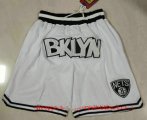 Wholesale Cheap Men's Brooklyn Nets White Just Don Swingman Throwback Shorts