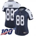 Wholesale Cheap Nike Cowboys #88 CeeDee Lamb Navy Blue Thanksgiving Women's Stitched NFL 100th Season Vapor Throwback Limited Jersey