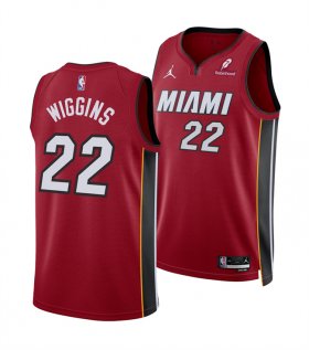 Cheap Men\'s Miami Heat #22 Andrew Wiggins Red 2025 Statement Edition Swingman Stitched Basketball Jersey