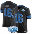 Cheap Men's Detroit Lions #16 Jared Goff Black 2024 NFC North Champions F.U.S.E. Vapor Limited Stitched Jersey