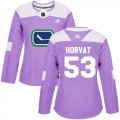 Wholesale Cheap Adidas Canucks #53 Bo Horvat Purple Authentic Fights Cancer Women's Stitched NHL Jersey