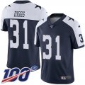 Wholesale Cheap Nike Cowboys #31 Trevon Diggs Navy Blue Thanksgiving Youth Stitched NFL 100th Season Vapor Throwback Limited Jersey