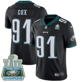 Wholesale Cheap Nike Eagles #91 Fletcher Cox Black Alternate Super Bowl LII Champions Men\'s Stitched NFL Vapor Untouchable Limited Jersey