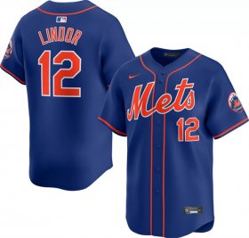 Cheap Men\'s New York Mets #12 Francisco Lindor Royal 2024 Alternate Limited Stitched Baseball Jersey