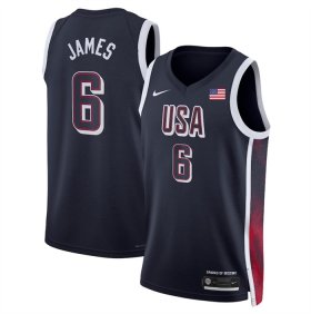 Cheap Men\'s USA Basketball #6 LeBron James Navy 2024 Swingman Stitched Jersey