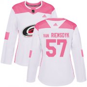 Wholesale Cheap Adidas Hurricanes #57 Trevor Van Riemsdyk White/Pink Authentic Fashion Women's Stitched NHL Jersey