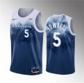 Cheap Men's Minnesota Timberwolves #5 Anthony Edwards Blue 2023-24 City Edition Stitched Jersey