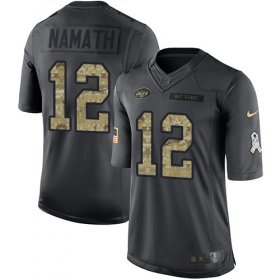 Wholesale Cheap Nike Jets #12 Joe Namath Black Men\'s Stitched NFL Limited 2016 Salute to Service Jersey