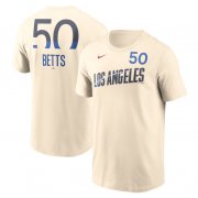 Cheap Men's Brooklyn Dodgers #50 Mookie Betts Cream 2024 City Connect Fuse Name & Number T-Shirt