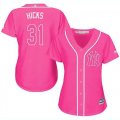 Wholesale Cheap Yankees #31 Aaron Hicks Pink Fashion Women's Stitched MLB Jersey