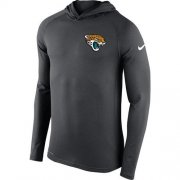 Wholesale Cheap Men's Jacksonville Jaguars Nike Charcoal Stadium Touch Long Sleeve Hooded Performance T-Shirt